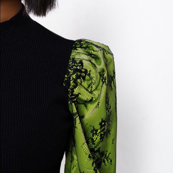 Akira puff sleeve lace mock neck top new - Picture 3 of 6